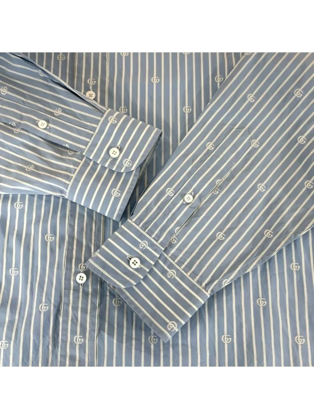 Gucci Lido Interlocking GG Stripe 42 Long Sleeve Shirt Dress Striped
